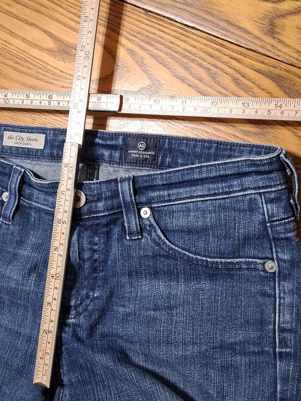 Ag Adriano Goldschmied Blue Denim Cuffed Shorts - Picture 3 of 5